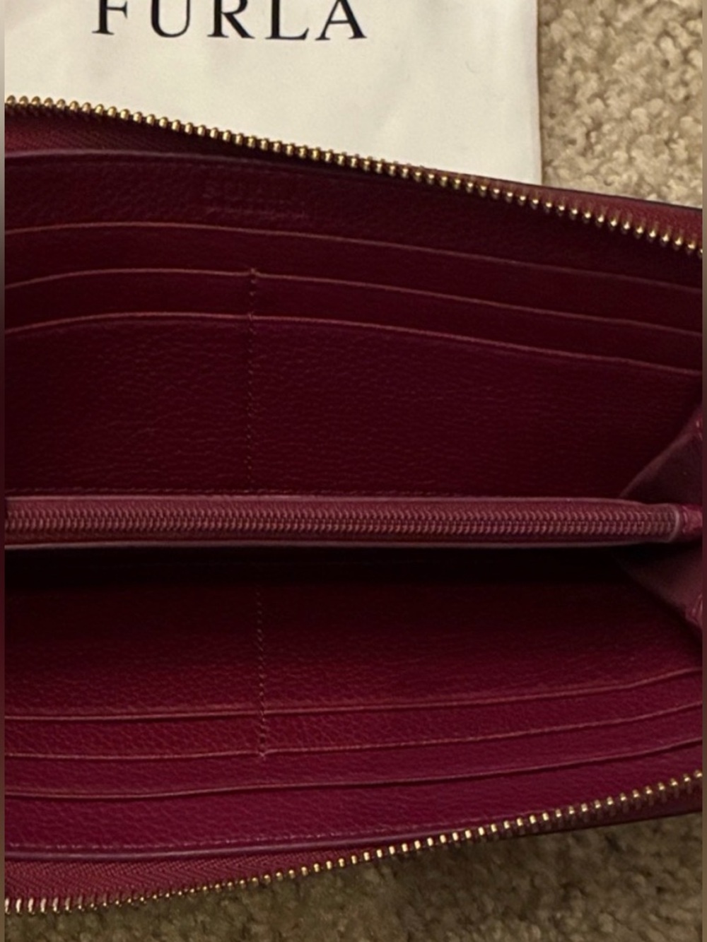 Furla with COA and Dusty - Women's Deep wine Full length Wallet - Picture 4 of 5